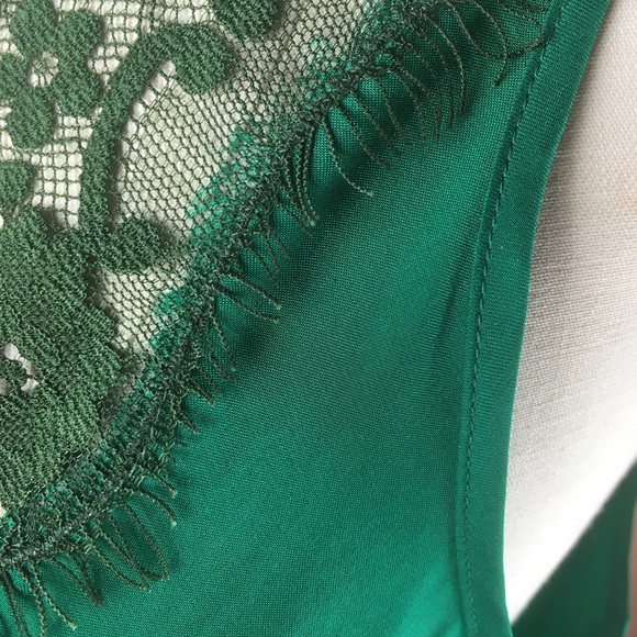 Uterque Emerald Silk and Lace Nightgown / Slip / Slipdress - Medium - Picture 6 of 15